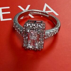 By Alexa Rae 2025 Advent Adjustable Silver Rectangle Ring NWOT
